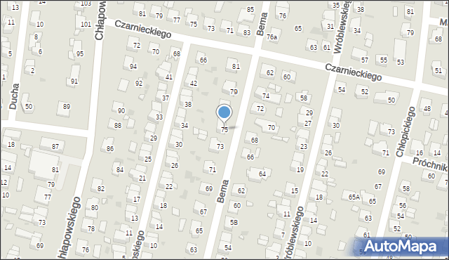 Ostrów Wielkopolski, Bema Józefa, gen., 75, mapa Ostrów Wielkopolski