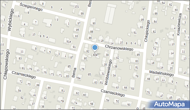 Ostrów Wielkopolski, Bema Józefa, gen., 82a, mapa Ostrów Wielkopolski