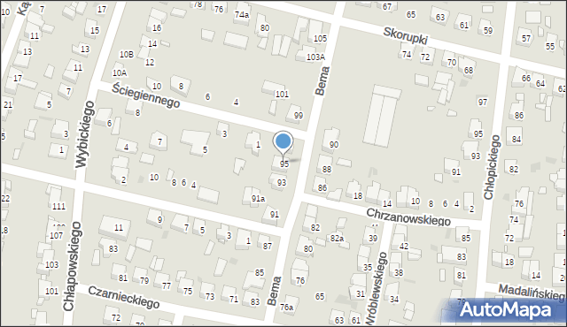 Ostrów Wielkopolski, Bema Józefa, gen., 95, mapa Ostrów Wielkopolski