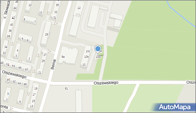 Oświęcim, Bema Józefa, gen., 10D, mapa Oświęcimia