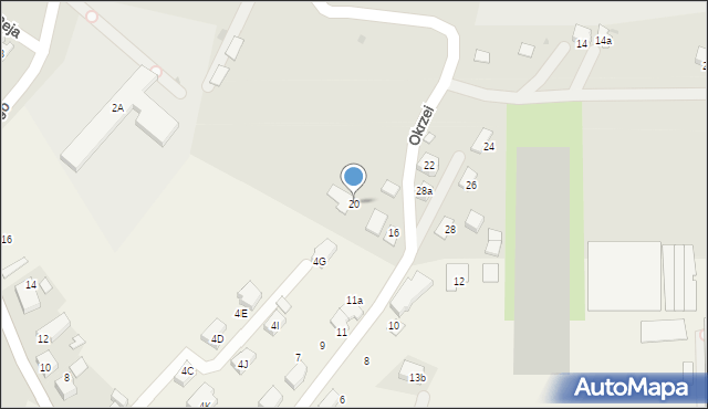 Oświęcim, Bema Józefa, gen., 20, mapa Oświęcimia