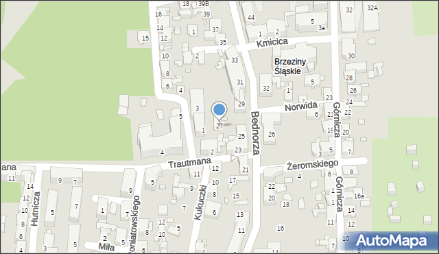 Piekary Śląskie, Bednorza Herberta, bp., 27, mapa Piekary Śląskie