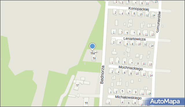 Piekary Śląskie, Bednorza Herberta, bp., 59a, mapa Piekary Śląskie