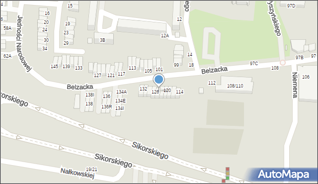 Piotrków Trybunalski, Belzacka, 124, mapa Piotrków Trybunalski