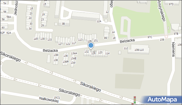 Piotrków Trybunalski, Belzacka, 128, mapa Piotrków Trybunalski