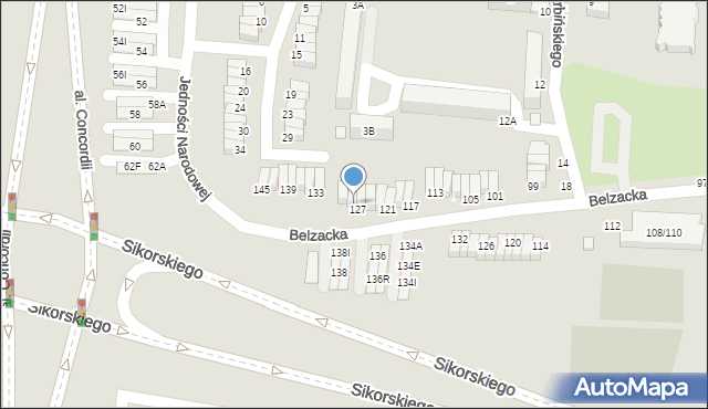 Piotrków Trybunalski, Belzacka, 129, mapa Piotrków Trybunalski