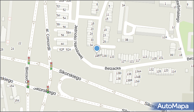 Piotrków Trybunalski, Belzacka, 145, mapa Piotrków Trybunalski