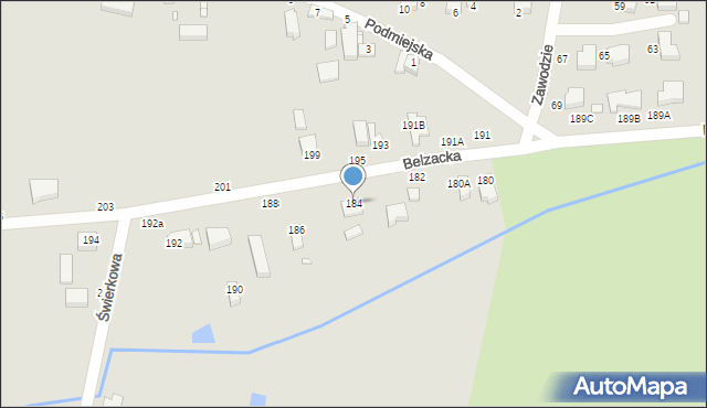 Piotrków Trybunalski, Belzacka, 184, mapa Piotrków Trybunalski