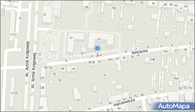 Piotrków Trybunalski, Belzacka, 25, mapa Piotrków Trybunalski