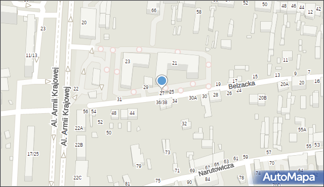 Piotrków Trybunalski, Belzacka, 27, mapa Piotrków Trybunalski