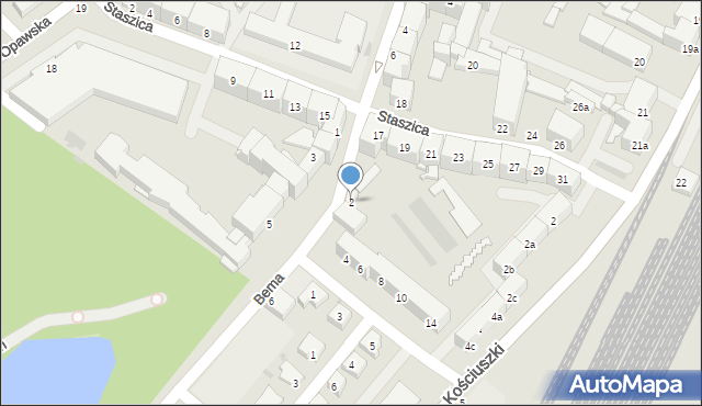 Racibórz, Bema Józefa, gen., 2, mapa Racibórz