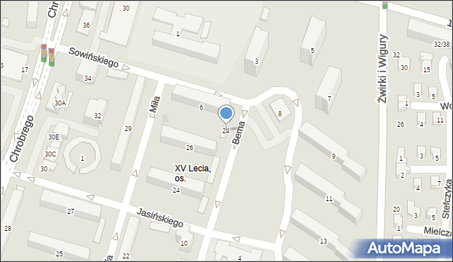 Radom, Bema Józefa, gen., 24, mapa Radomia