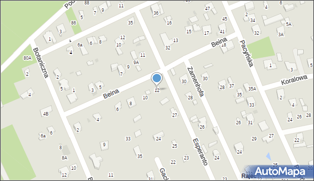 Radom, Beina Kazimierza, 12, mapa Radomia