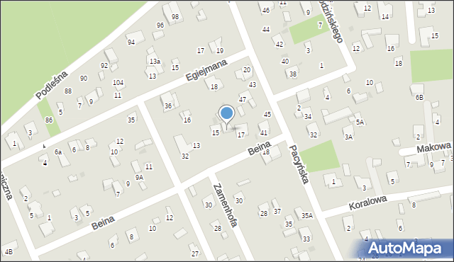 Radom, Beina Kazimierza, 17A, mapa Radomia