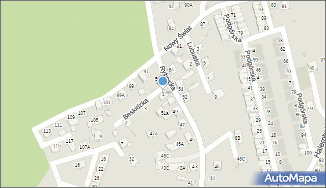 Ruda Śląska, Beskidzka, 1, mapa Rudy Śląskiej