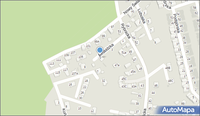 Ruda Śląska, Beskidzka, 5, mapa Rudy Śląskiej