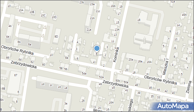 Rybnik, Bema Józefa, gen., 1a, mapa Rybnika