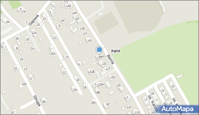 Rydułtowy, Bema Józefa, gen., 135, mapa Rydułtowy