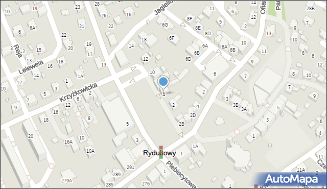 Rydułtowy, Bema Józefa, gen., 4, mapa Rydułtowy