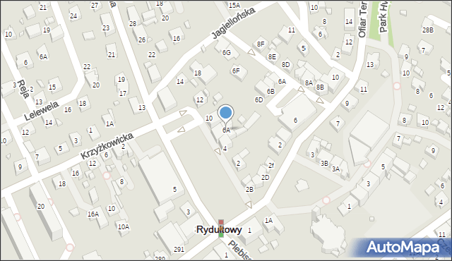 Rydułtowy, Bema Józefa, gen., 6A, mapa Rydułtowy