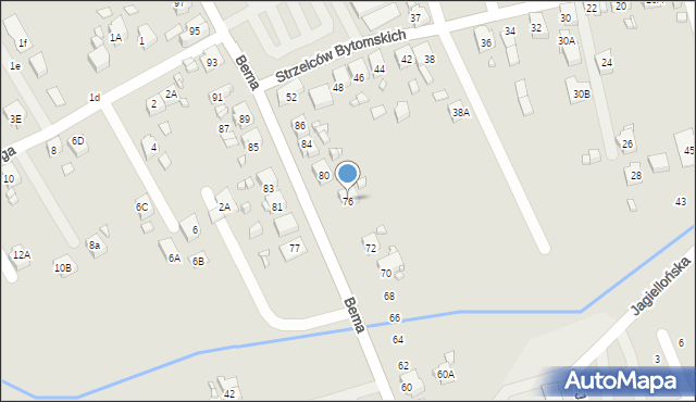 Rydułtowy, Bema Józefa, gen., 76, mapa Rydułtowy