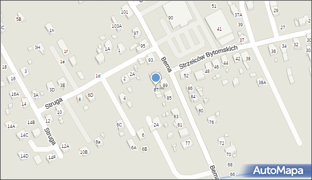 Rydułtowy, Bema Józefa, gen., 87, mapa Rydułtowy