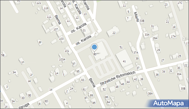 Rydułtowy, Bema Józefa, gen., 90, mapa Rydułtowy