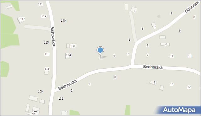 Ryglice, Bednarska, 3, mapa Ryglice