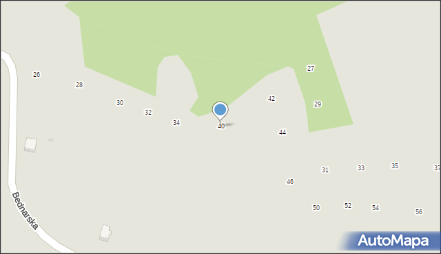 Ryglice, Bednarska, 40, mapa Ryglice