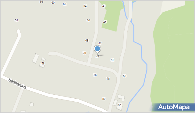 Ryglice, Bednarska, 49, mapa Ryglice