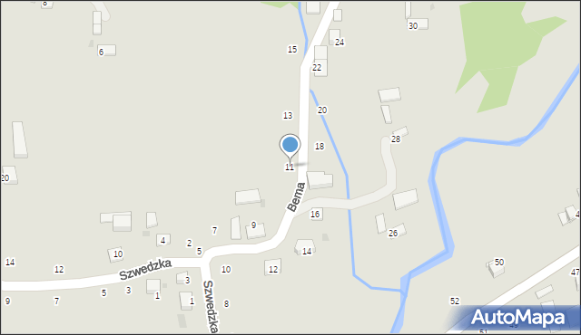 Ryglice, Bema Józefa, gen., 11, mapa Ryglice
