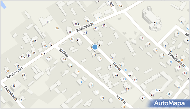 Rzekuń, Bema Józefa, gen., 5, mapa Rzekuń