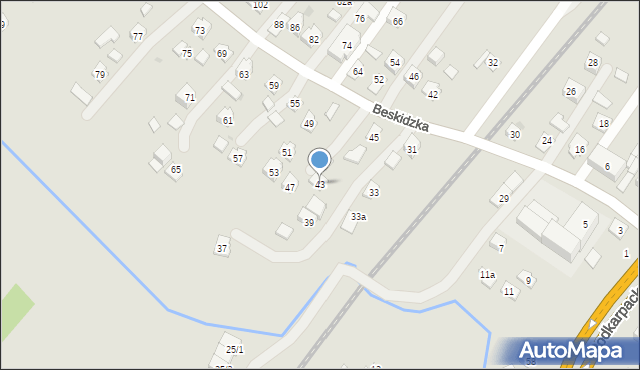 Rzeszów, Beskidzka, 43, mapa Rzeszów