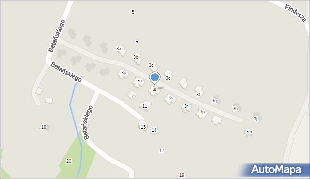 Rzeszów, Betańskiego Antoniego, ks. bp., 3t, mapa Rzeszów