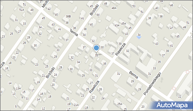 Siedlce, Bema Józefa, gen., 33, mapa Siedlce