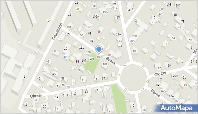 Siedlce, Bema Józefa, gen., 103, mapa Siedlce
