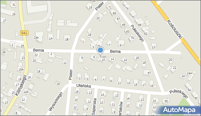 Sierpc, Bema Józefa, gen., 10A, mapa Sierpc