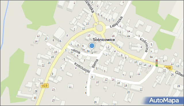 Sośnicowice, Bema Józefa, gen., 4, mapa Sośnicowice