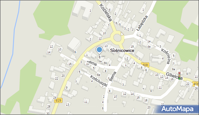 Sośnicowice, Bema Józefa, gen., 6, mapa Sośnicowice