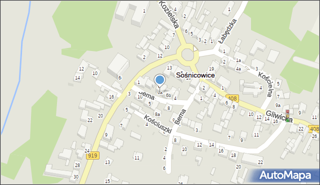 Sośnicowice, Bema Józefa, gen., 6a, mapa Sośnicowice