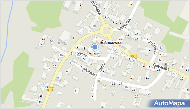 Sośnicowice, Bema Józefa, gen., 6b, mapa Sośnicowice