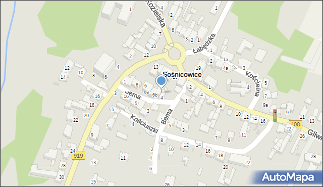 Sośnicowice, Bema Józefa, gen., 6c, mapa Sośnicowice