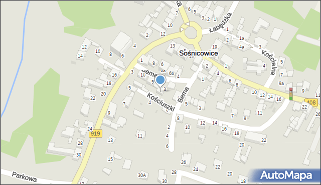 Sośnicowice, Bema Józefa, gen., 8a, mapa Sośnicowice