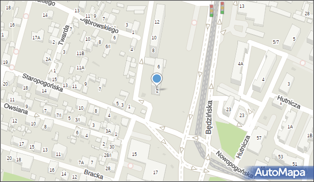 Sosnowiec, Będzińska, 2, mapa Sosnowca