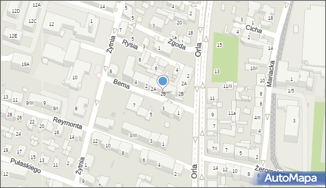 Sosnowiec, Bema Józefa, gen., 2B, mapa Sosnowca