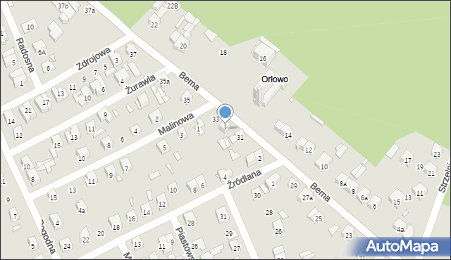 Starachowice, Bema Józefa, gen., 33a, mapa Starachowic