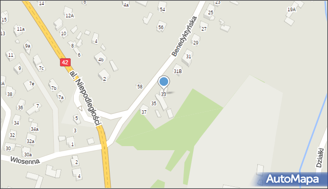 Starachowice, Benedyktyńska, 33, mapa Starachowic
