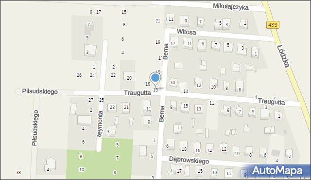 Strzelce Wielkie, Bema Józefa, gen., 13, mapa Strzelce Wielkie
