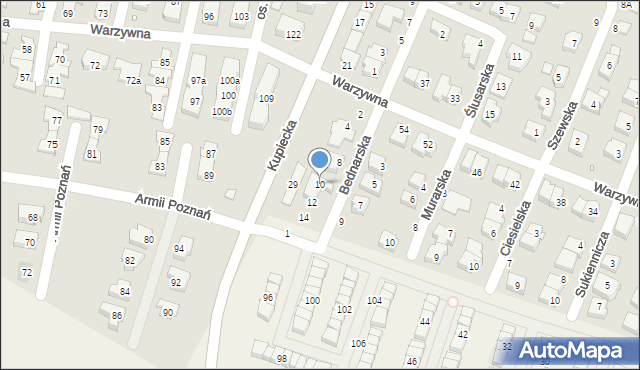 Swarzędz, Bednarska, 10, mapa Swarzędz