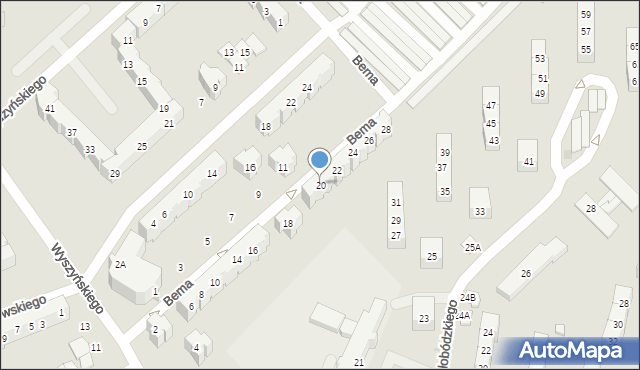 Świdnica, Bema Józefa, gen., 20, mapa Świdnicy